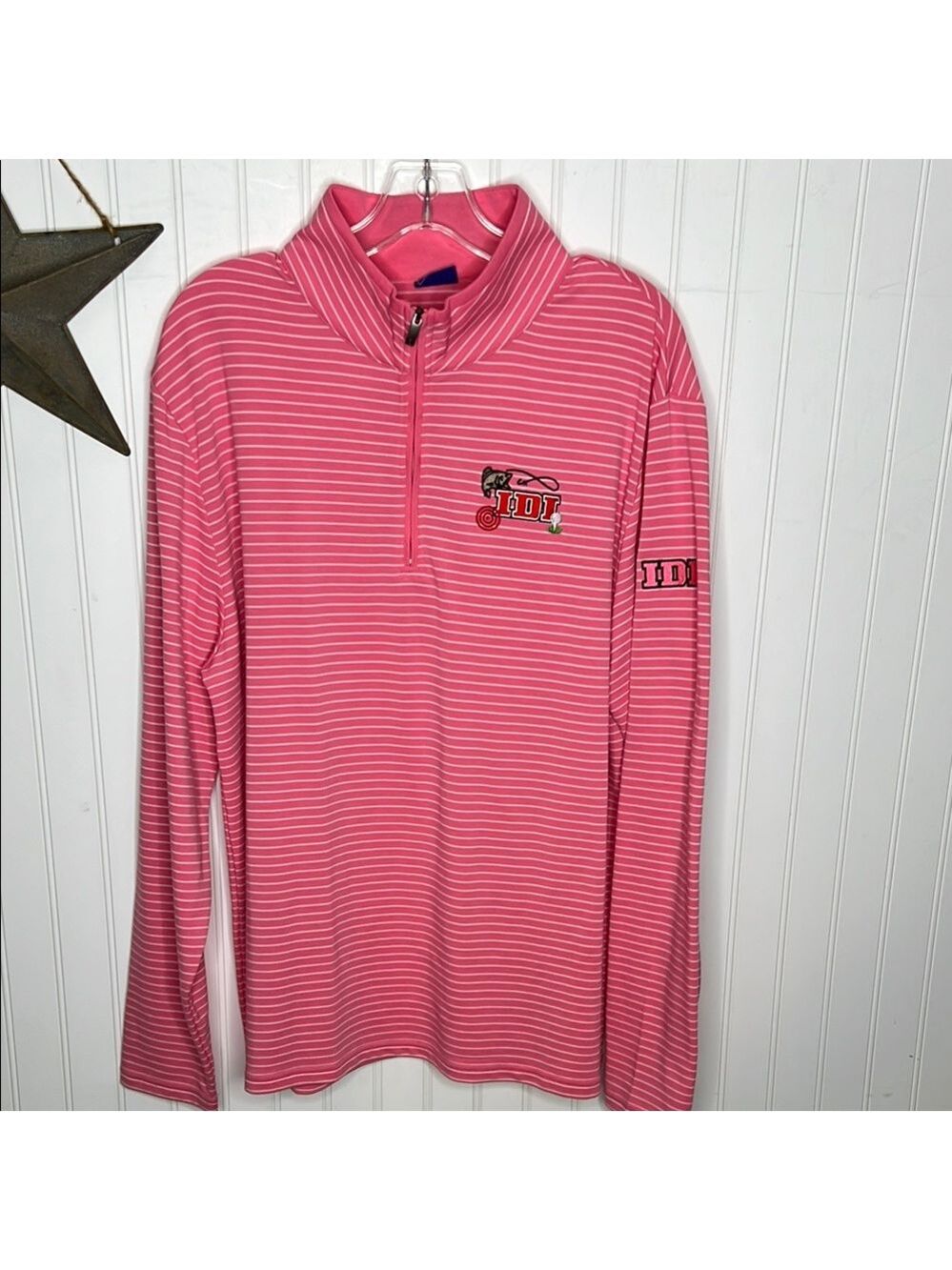 FootJoy Pink and White Quarter-Zip Sweatshirt